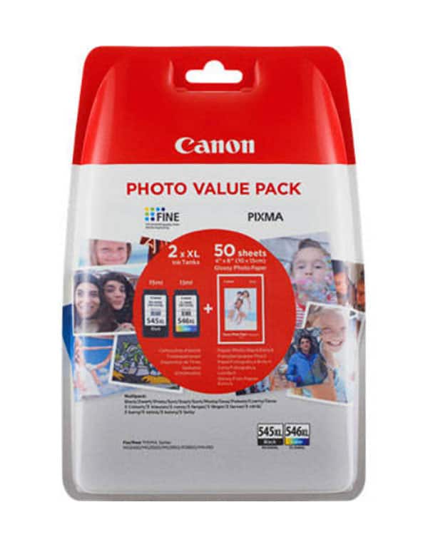 PG-545XL + CL-546XL multipack (Canon, eredeti) tintapatronok + 50 db. 10×15 fotópapír